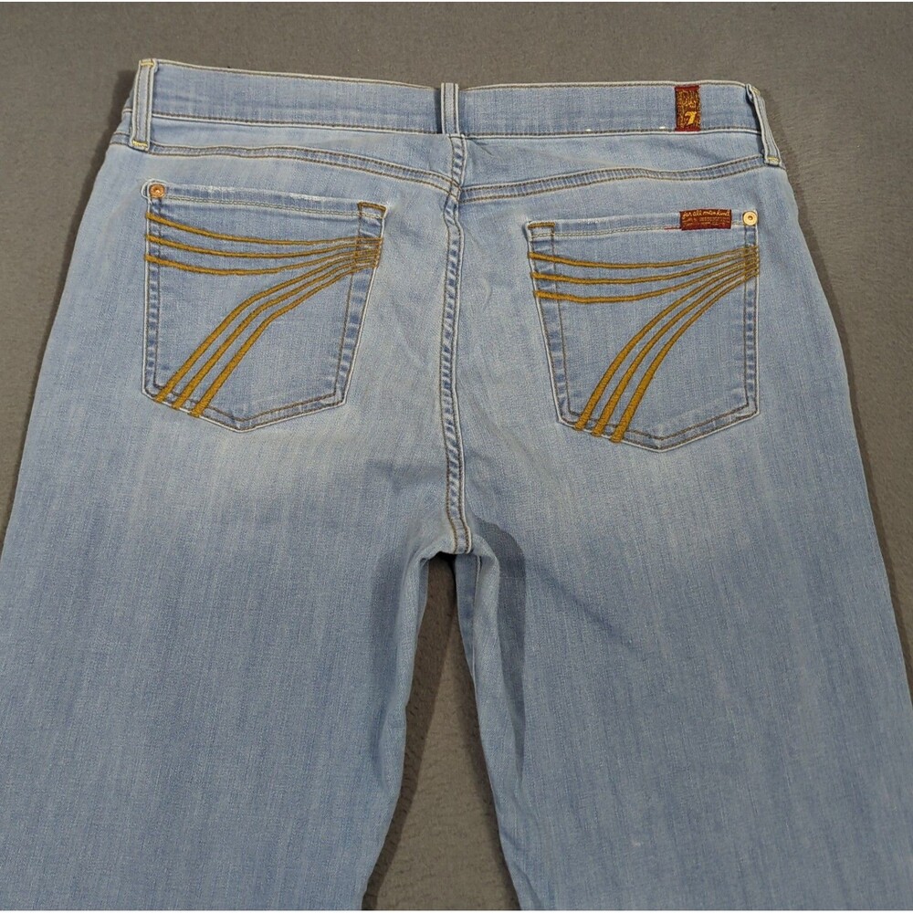 7 For All Mankind Jeans Women's 32 Blue Dojo Flare Wide Leg Denim Flaws